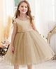 FOSTRIC Tulle Woven Frill Sleeves Pearls Embellished Dress - Cream