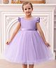 FOSTRIC Tulle Woven Frill Sleeves Pearls Embellished Dress - Purple