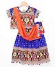 Ridokidz Cotton Blend Woven Half Sleeves Floral & Ethnic Motifs Embroidered Navratri Theme Choli & Lehenga Set With Dupatta - Blue