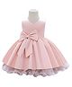 FOSTRIC Cotton Woven Sleeveless Bow Applique Detailed Dress - Pink