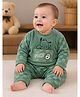 Sportking Knit Full Sleeves Puppy Embroidered Winter Sweatshirt & Pants Set - Green