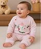 Sportking Fleece Knit Full Sleeves Deer Embroidered Winter Sweatshirt & Pants Set - Pink