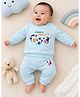 Sportking Fleece Knit Full Sleeves Penguin Party Printed Winter Sweatshirt & Pants Set - Light Aqua