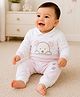 Sportking Fleece Knit Full Sleeves Puppy Embroidered Winter Sweatshirt & Pants Set - White & Pink