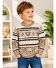 Sportking Knit Full Sleeves Teddy Bear Designed Sweater - Brown