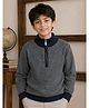 Sportking Knit Full Sleeves Abstract Designed Sweater - Navy Blue