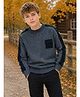 Sportking Knit Full Sleeves Abstract Designed Sweater - Navy Blue