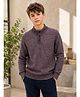 Sportking Knit Full Sleeves Textured Sweater - Wine