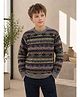 Sportking Knit Full Sleeves Geometric Designed Sweater - Multi Colour