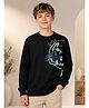 Sportking Fleece Knit Full Sleeves Tiger Face Embroidered Light Winter Sweatshirt - Black