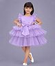 PinkChick Satin Woven Frill Sleeves Bow Applique Detailed Tutu Dress - Lilac