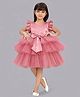 PinkChick Satin Woven Frill Sleeves Bow Applique Detailed Tutu Dress - Rose Gold