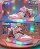 Binos Colour Blocked & Grid Designed Velcro Closure LED Shoes - Pink