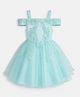 Mark & Mia Woven Half sleeves Party Dresses With Sequined Embroidery Pearl Embellishment in Light Blue