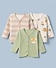 Babyhug 100% Cotton Interlock Knit Front Open Jhablas with Full Sleeves and Lion Print Pack of 3 - White
