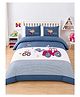 Little Surprise Box 4 Pcs Red Tractor Luxe Embroidered Bedding Set for King Size Bed-Navy Blue