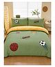 Little Surprise Box 4 Pcs Olive Sports Goal Luxe Embroidered Bedding Set for King Size Bed-Green