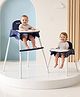 2-in-1 Baby High Chair & Small Feeding Chair - Blue| Removable Double Food Tray with Cup Holder| Safety Harness| Wide Footrest| Easy to Assemble| 6 Months to 3 Years