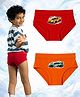 THE COVER UP PROJECT Modal Knit Pack Of 2 Cars Printed Briefs - Red & Orange
