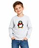 Zion Cotton Knit Full Sleeves Penguin Patch Detailed Light Winter Sweatshirt - Grey