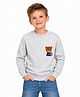 Zion Cotton Knit Full Sleeves Bear Patch Detailed Light Winter Sweatshirt - Grey