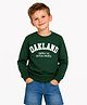 Zion Cotton Knit Full Sleeves Oakland Text Printed Light Winter Sweatshirt - Green