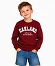 Zion Cotton Knit Full Sleeves Oakland Text Printed Light Winter Sweatshirt - Red