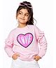 Zion Cotton Knit Full Sleeves Love Text Reversible Sequins Embellished Frill Detailed Light Winter Sweatshirt - Light Pink