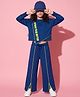 OLLINGTON ST. Cotton Single Jersey Knit Full Sleeves Top and Pant with Strive To Be Better Slogan Print - Navy Blue