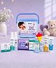 Docura Welcome Baby Gift Box with Basket | Newborn Baby Care Gift Set, 12 in 1| Perfect for Baby Showers, Newborns & New Parents | Blue Colour (100ml)