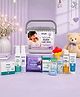 Docura Welcome Baby Gift Box with Basket | Newborn Baby Care Gift Set, 12 in 1| Perfect for Baby Showers, Newborns & New Parents | Grey Colour (100ml)