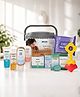 Docura Welcome Baby Gift Box with Basket | Newborn Baby Care Gift Set | Pack of 12 Products + Free Baby Bib | Perfect for Baby Showers, Newborns & New Parents | Grey Colour (50ml)