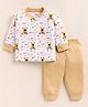 PIKKU Cotton Knit Full Sleeves Teddy Bear Printed Coordinating Pre Winter Sweatshirt & Pants Set - Yellow
