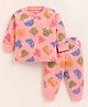 PIKKU Cotton Knit Full Sleeves Vehicles Printed Coordinating Pre Winter Sweatshirt & Pants Set - Orange