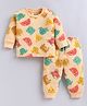 PIKKU Cotton Knit Full Sleeves Vehicles Printed Coordinating Pre Winter Sweatshirt & Pants Set - Yellow