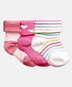 NEXT2SKIN Cotton Pack Of 3 Colour Blocked Striped & Hearts Deigned Socks - White Pink & Dark Pink