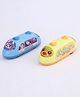 Kiddybuddy Double Pull Back Train Toy Set with 2 Colorful Toy Trains - Blue & Yellow