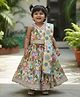 Etched Design Cotton Woven Sleeveless Floral Printed Coordinating Lehenga Choli With Dupatta Set - White
