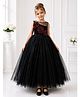 Toy Balloon Kids Satin Mesh Sleeveless Floral Applique Detailed Gown - Black
