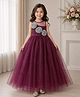 Toy Balloon Kids Satin Mesh Sleeveless Sequins Embellished Floral Applique Detailed Gown - Purple