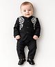 Spool Junior Cotton Woven Full Sleeves Floral Embroidered Blazer & Pants Set - Black