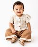Spool Junior Cotton Woven Half Sleeves Floral Embroidered Top & Pants Set - Multi Colour