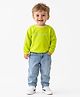 Spool Junior Cotton Knit Full Sleeves Typography Printed Tee & Jeans Set - Neon Green