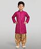 Vastramay Woven Full Sleeves Kurta and Patiala Set with Bandhani Print in Wine
