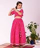Vastramay Cotton Woven Half Sleeves Striped Choli & Lehenga Set With Dupatta - Pink