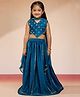 Vastramay Satin Woven Sleeveles Choli & Lehenga Set with Dupatta & Zari Embroidery in Turquoise