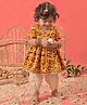 Vastramay Woven Dhoti Kurta Set with Half Sleeves and Patola Print in Yellow for 2-3 Years