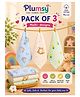 P for Plumsy 100% Cotton Muslin Baby Hanky , Ultra Soft Absorbent Face Towels, Reusable Washcloths for kids, Multicolour (pack of 3)