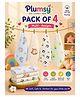 P for Plumsy 100% Cotton Muslin Baby Hanky , Ultra Soft Absorbent Face Towels, Reusable Washcloths for kids, Multicolour (pack of 4)