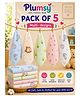 P for Plumsy 100% Cotton Muslin Baby Hanky , Ultra Soft Absorbent Face Towels, Reusable Washcloths for kids, Multicolour (pack of 5)